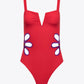 FLORAL CUTOUT ONE-PIECE SWIMSUIT