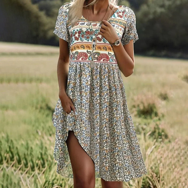 Vintage Ethnic Print Dress