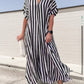 V-neck Shirt Dress in Stripe Print