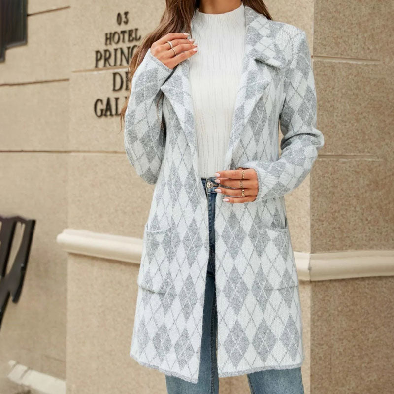 Casual Geometric Knit Coat