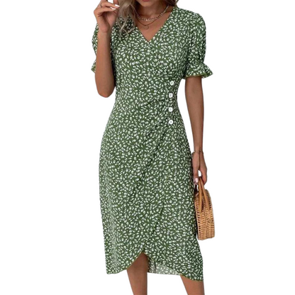 Mary Flower Dress with V-neck