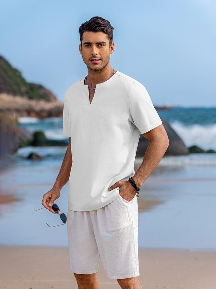 Casual Linen Style Henley Shirt (US Only)