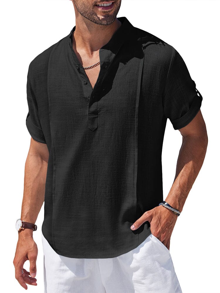 Soft Linen Blend Henley Shirt (US Only)