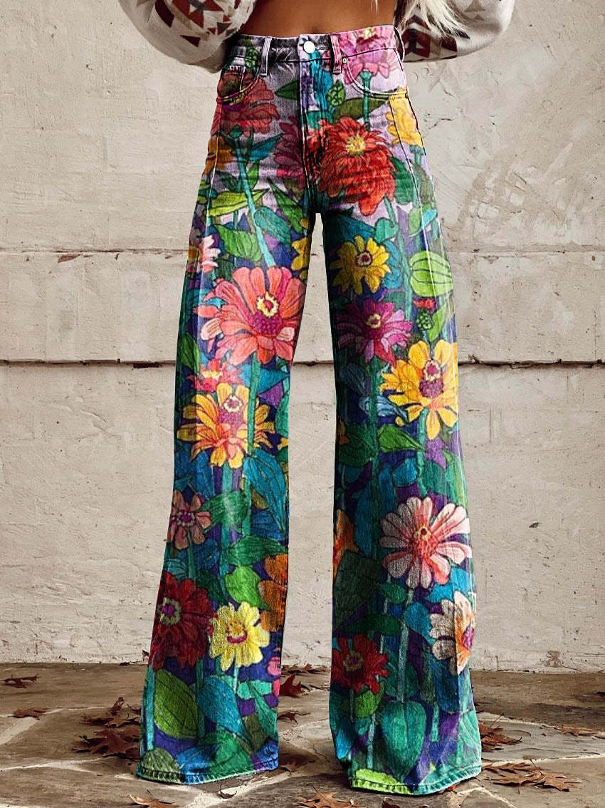 Joanna - Floral Bootcut Trousers