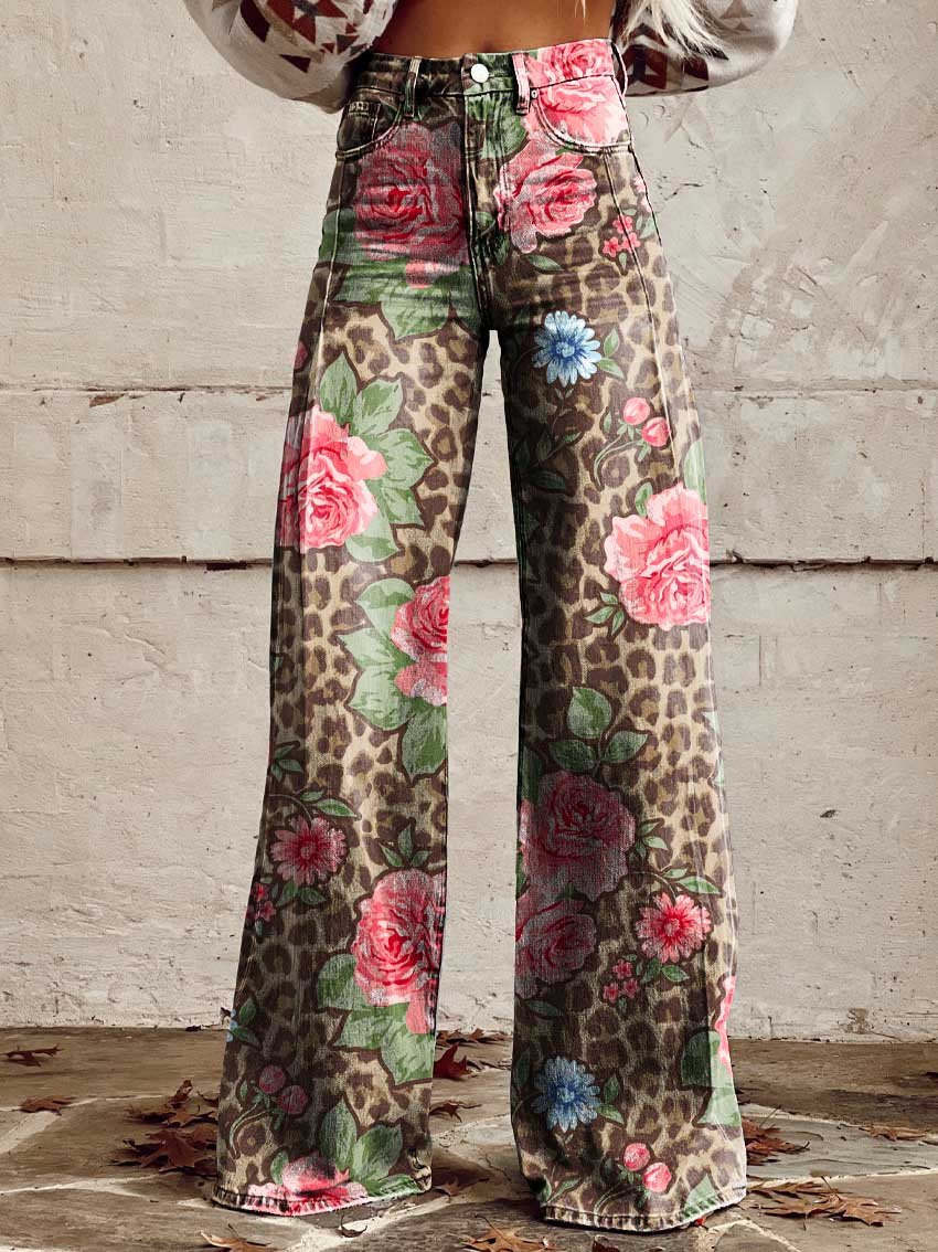 Joanna - Floral Bootcut Trousers