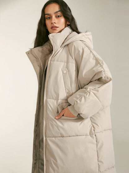 Long Hooded Puffer Parka Coat