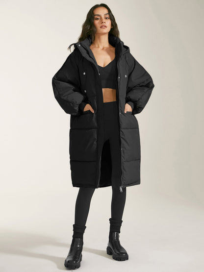 Long Hooded Puffer Parka Coat