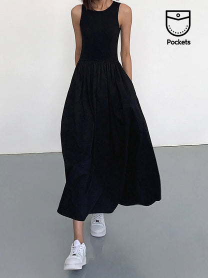 Leisure Crew Neck Long Dress