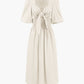 Linen Cotton Front Tie Midi Dress