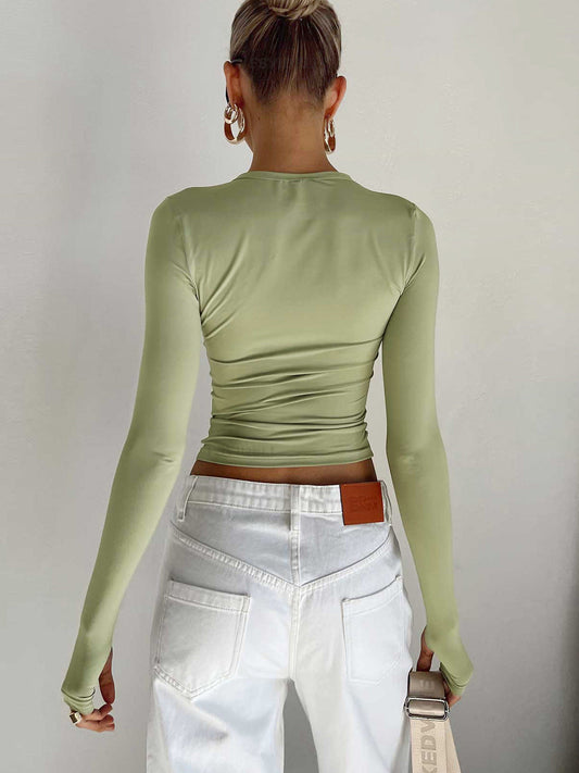 Lea - Utility Long Sleeve Crop Top