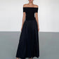 Frenchy Solid Off-Shoulder Long Dress