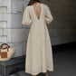 Cotton & Linen Button-Front Knotted Long Dress