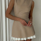 Two-Tone Sleeveless Pleated Short Dress