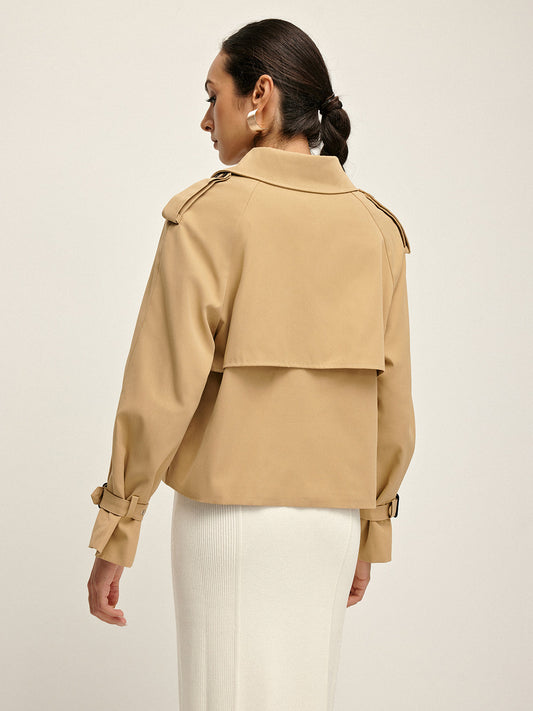 Breasted Lapel Trench Coat