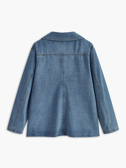 Lapel Cargo Denim Jacket