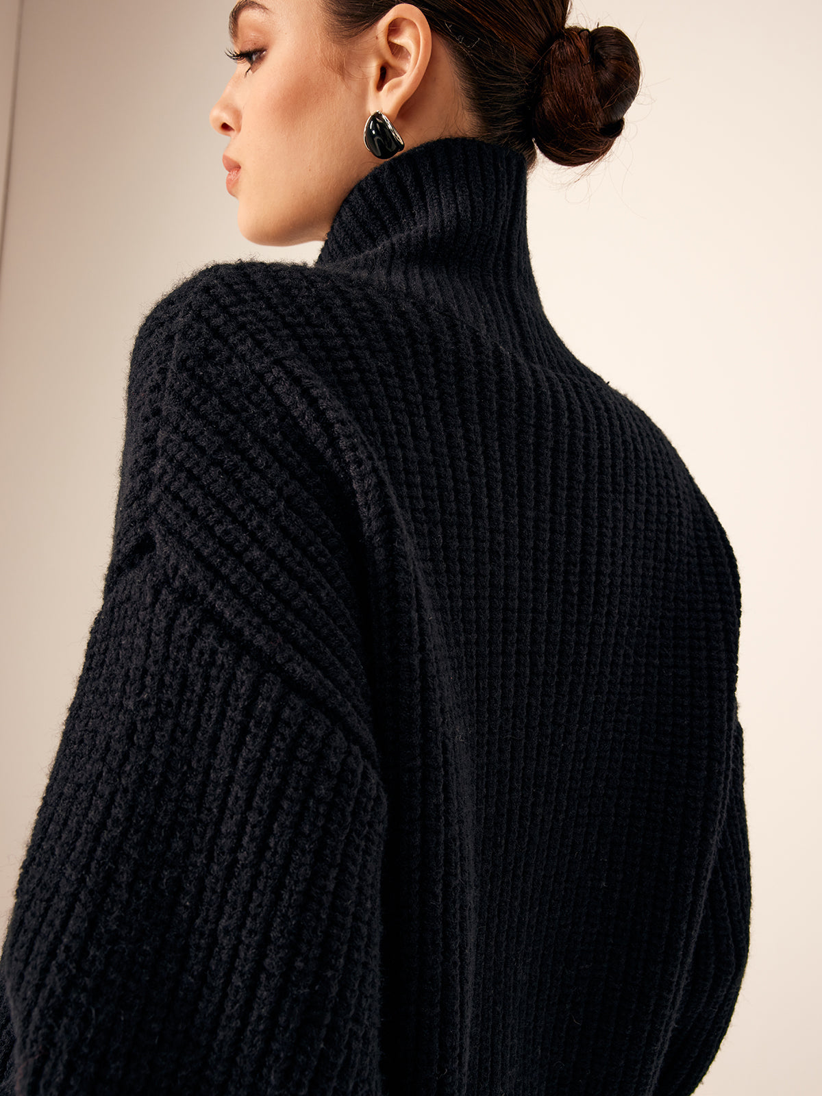 Ribbed Lapel Button Knit Outerwear