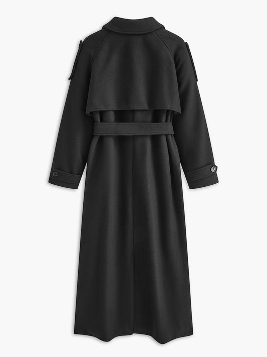 Versatile Plain Belted Long Coat