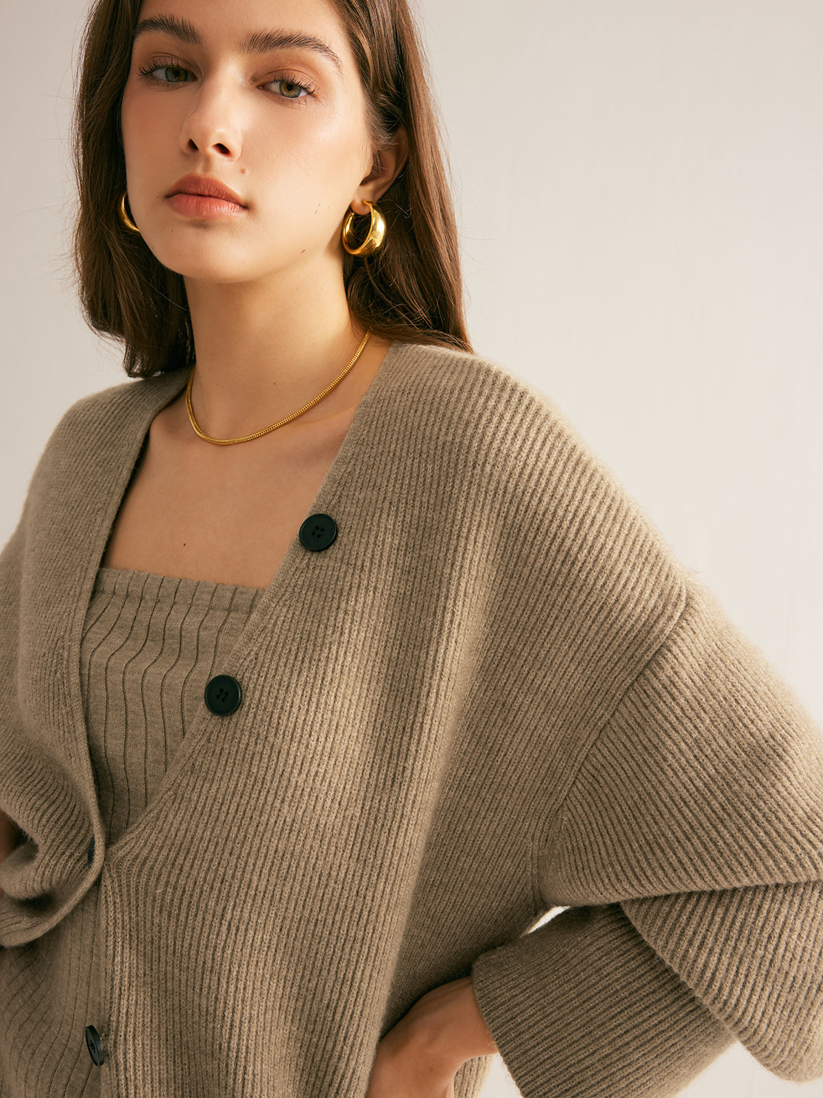 Ribbed Loose Knit Outerwear