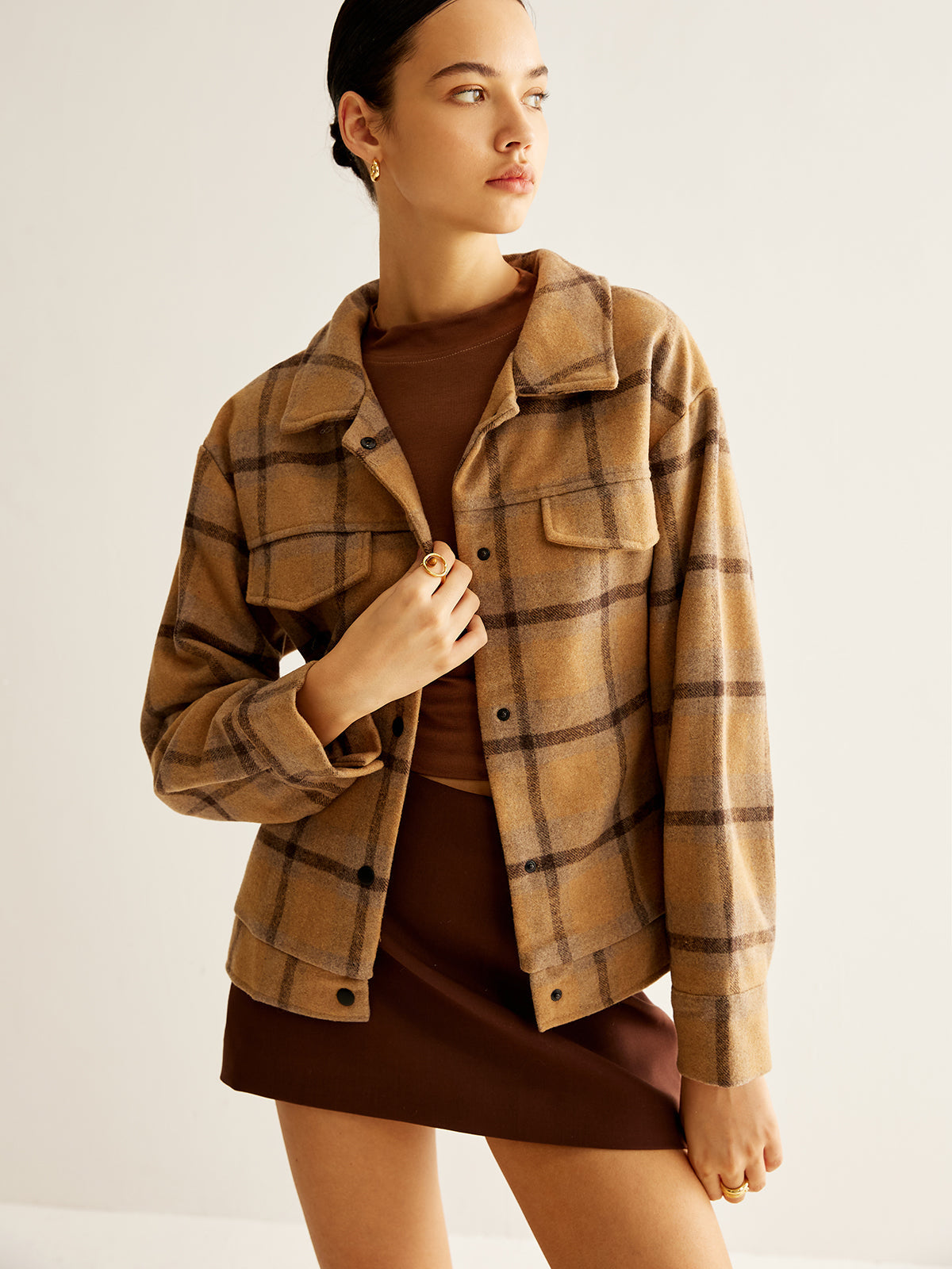 Wool-Blend Checked Jacket