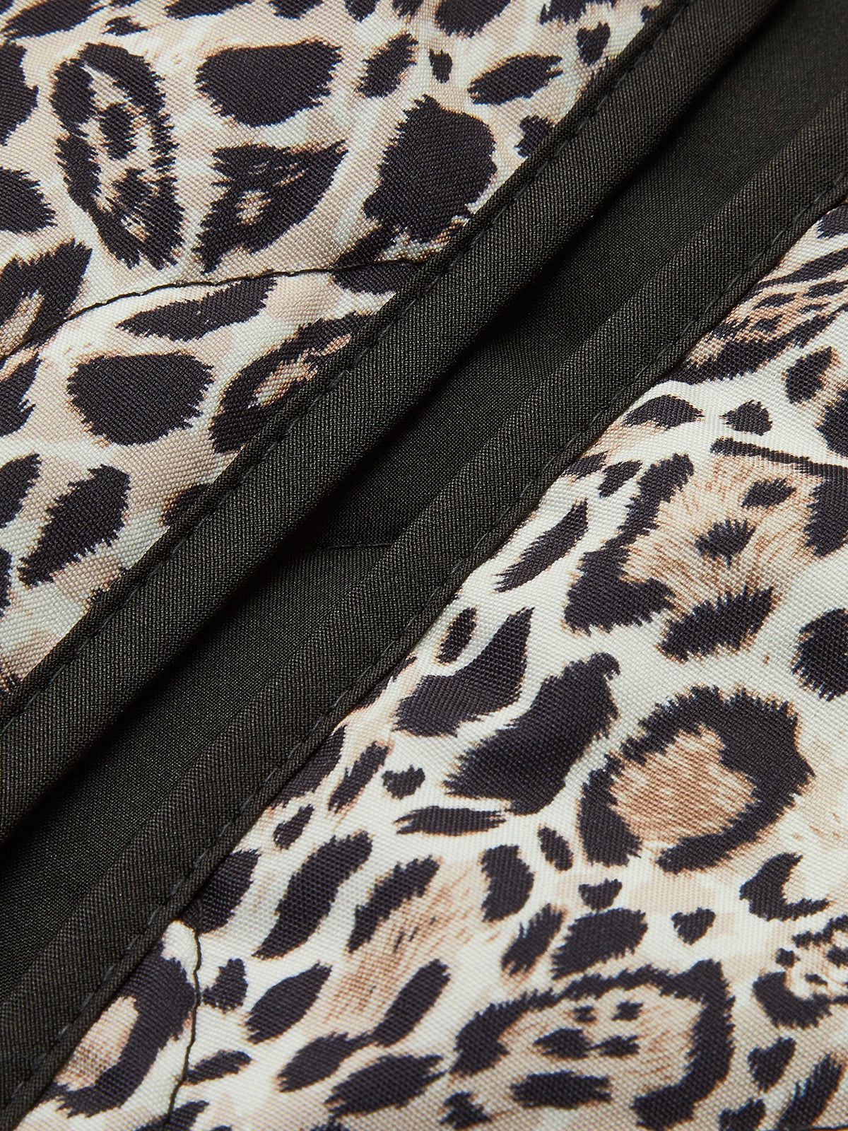 Contrast Trim Leopard Printed Winter Coat