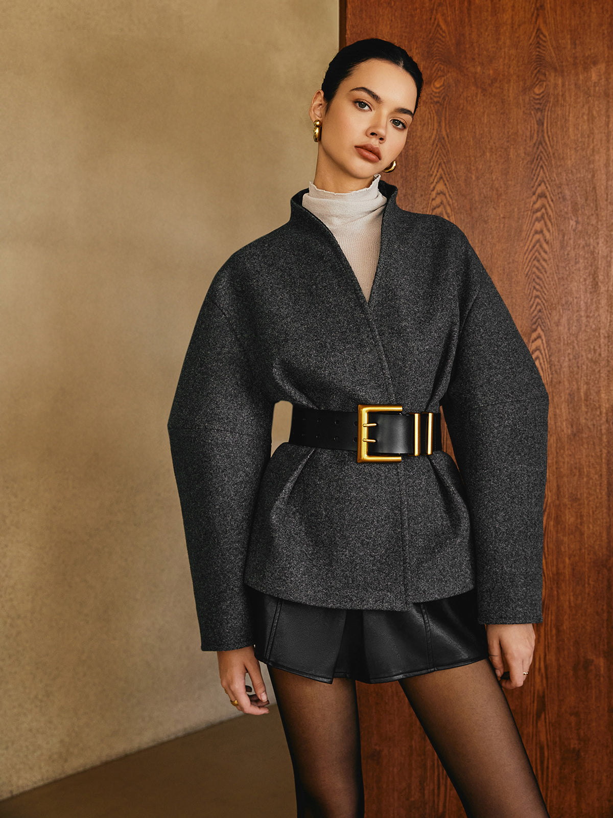 Side Pleated Coat Without Belt