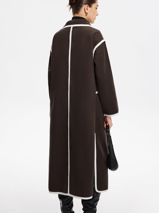 Contrast Binding Breasted Long Coat