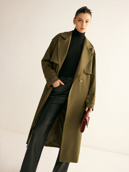 Retro Belted Long Trench Coat