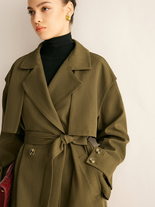 Retro Belted Long Trench Coat