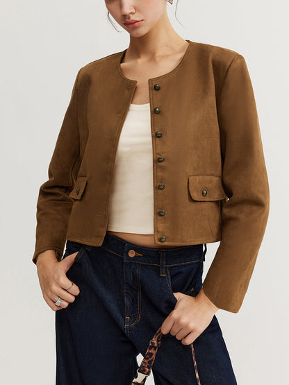 Leisure Button Suede Trench Coat