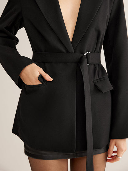 Belted Pockets Blazer