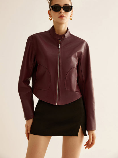 Versatile Zipper Faux Leather Jacket