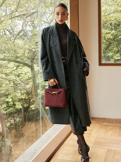 Elegant Wool-Blend Long Coat