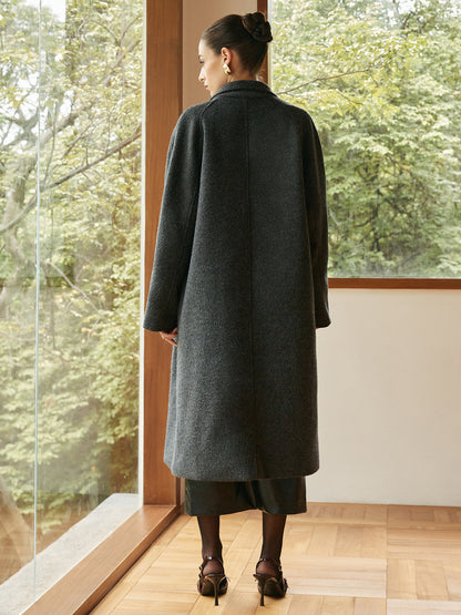 Elegant Wool-Blend Long Coat