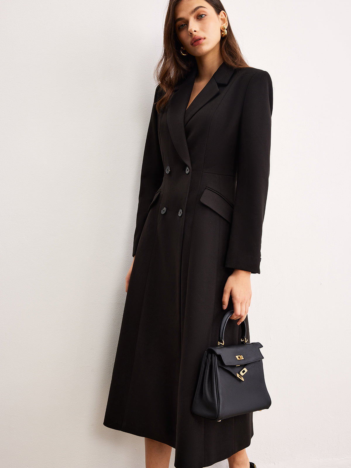 Button Lapel Long Blazer