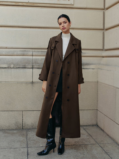 Leisure Belted Tweed Long Coat