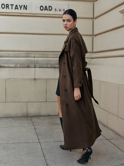 Leisure Belted Tweed Long Coat