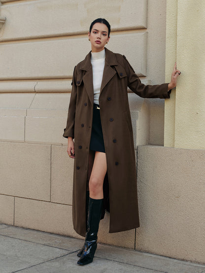 Leisure Belted Tweed Long Coat