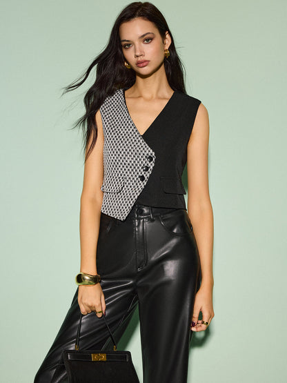 Color Block Criss Cross Button Vest