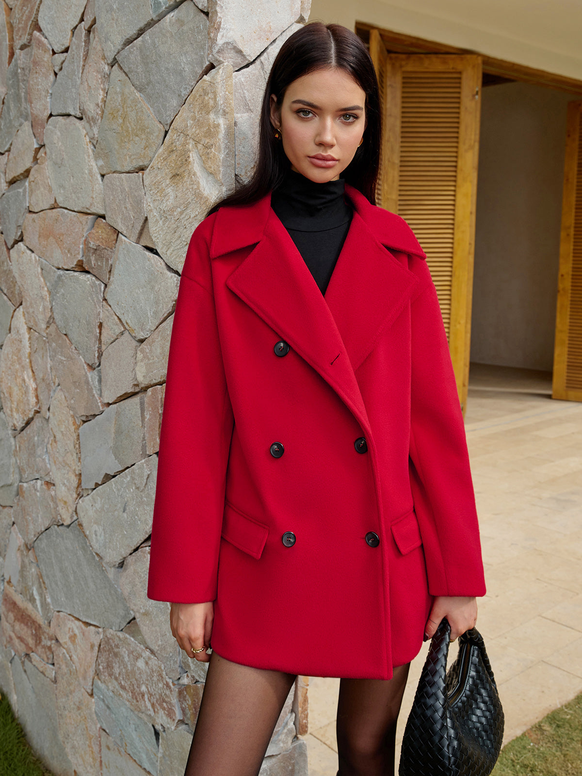 Button Warm Lapel Coat