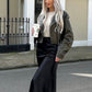 INES BLACK WASHED LEATHER CROPPED JACKET