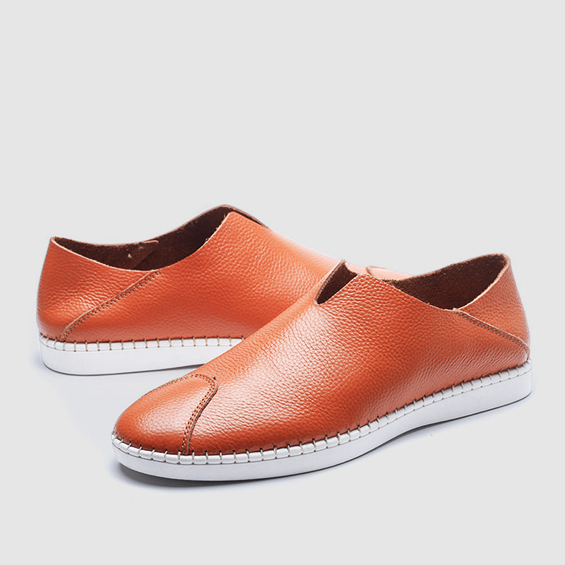 Genuine Leather Slip On Oxfords