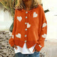 Heart Print Knitted Cardigan