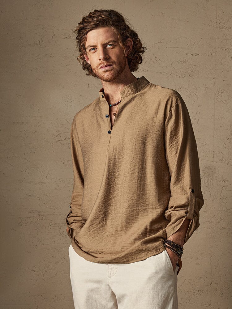 Linen Henry Long Sleeve Beach Shirt