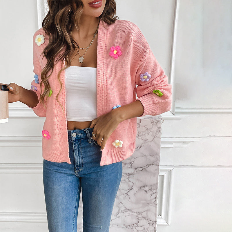 3D Floral Knitted Cardigan