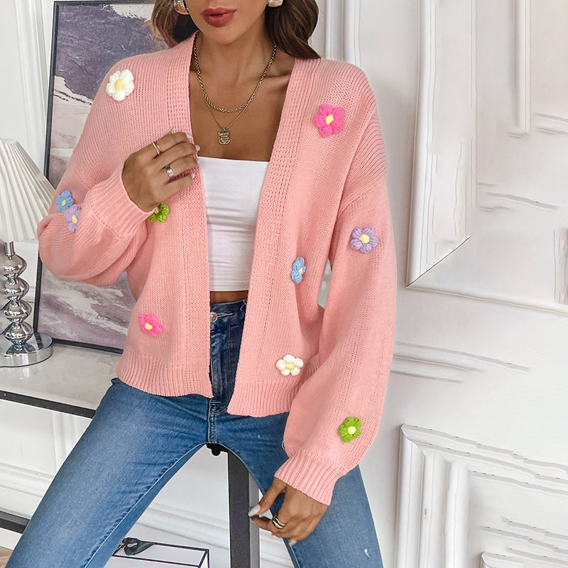 3D Floral Knitted Cardigan