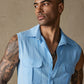 Cotton Linen Sleeveless Button Shirt with Pockets