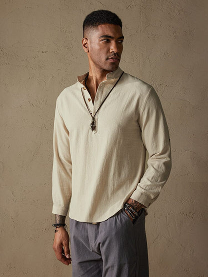 Casual Cotton Linen Solid Color Shirt