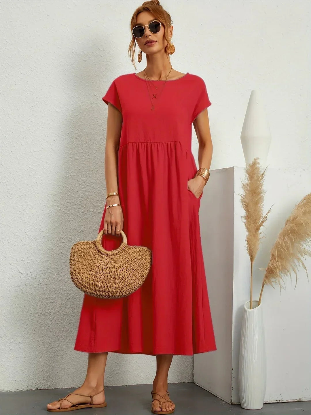 JACQUELINE | ELEGANT COTTON-BLEND CASUAL DRESS