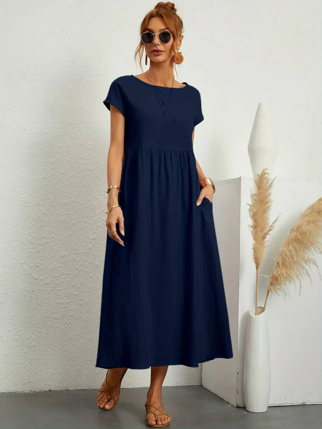 JACQUELINE | ELEGANT COTTON-BLEND CASUAL DRESS