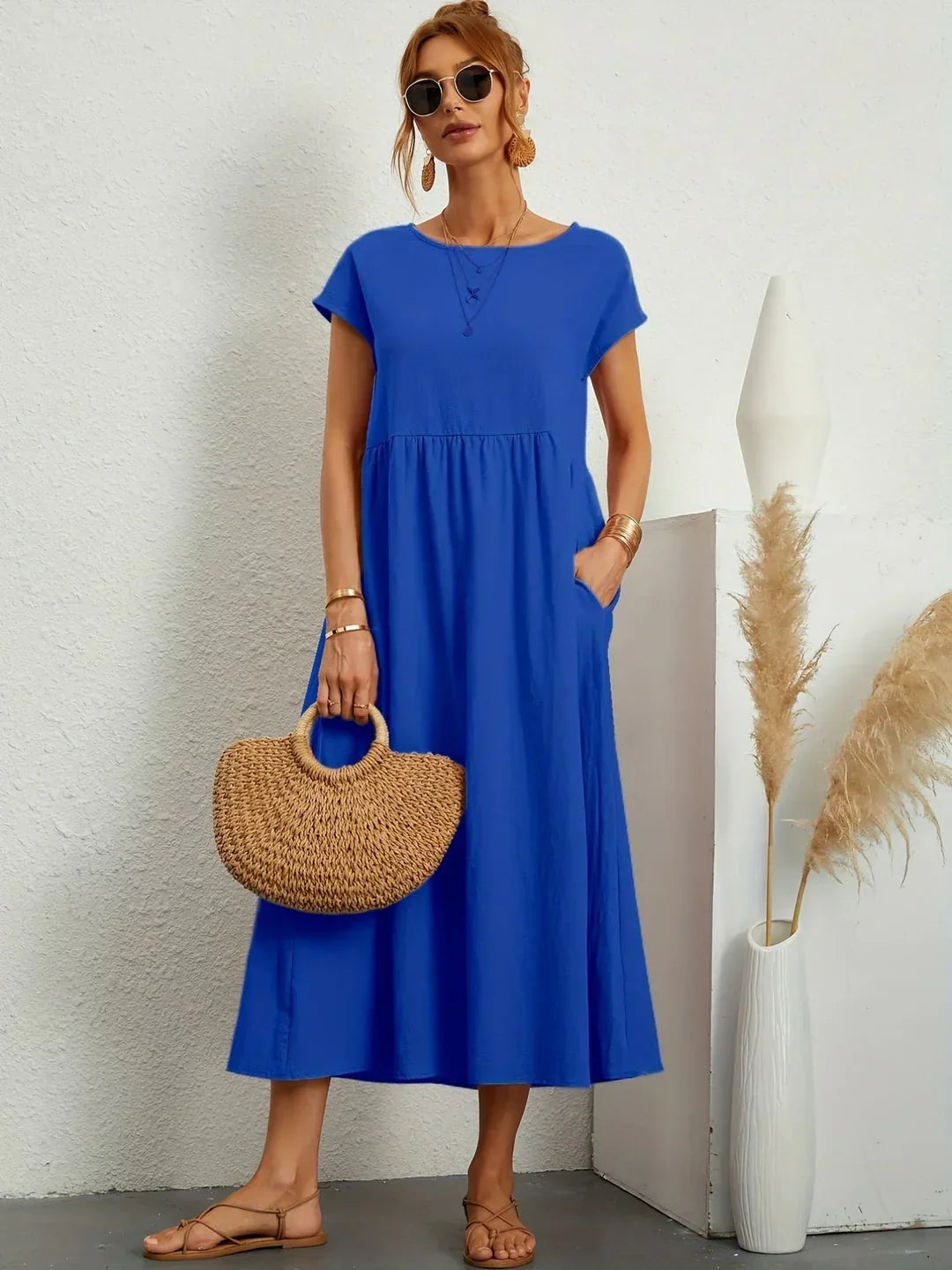 JACQUELINE | ELEGANT COTTON-BLEND CASUAL DRESS